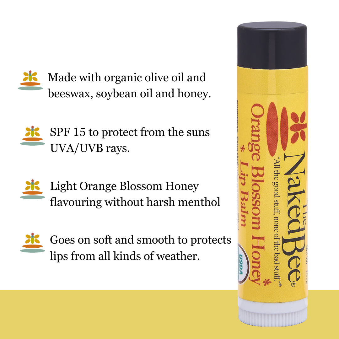 The Naked Bee - Organic Lip Balm - Orange Blossom Honey