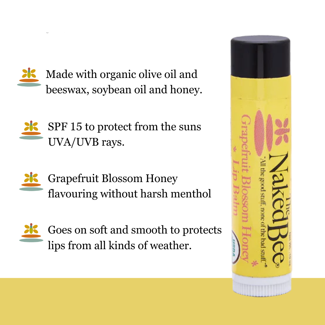The Naked Bee - Organic Lip Balm - Grapefruit Blossom Honey