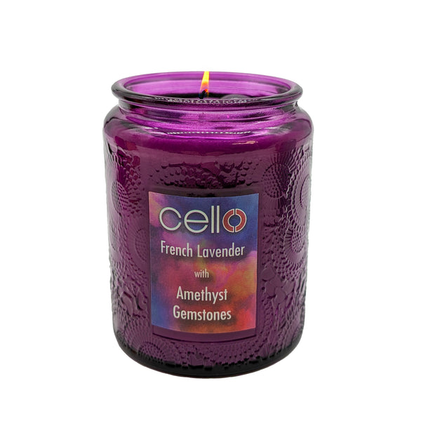 Cello - Gemstone Candle 200g - French Lavender with Amethyst