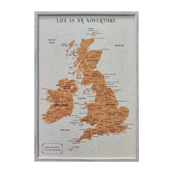 Splosh - Travel Map - UK & Ireland Large - Grey