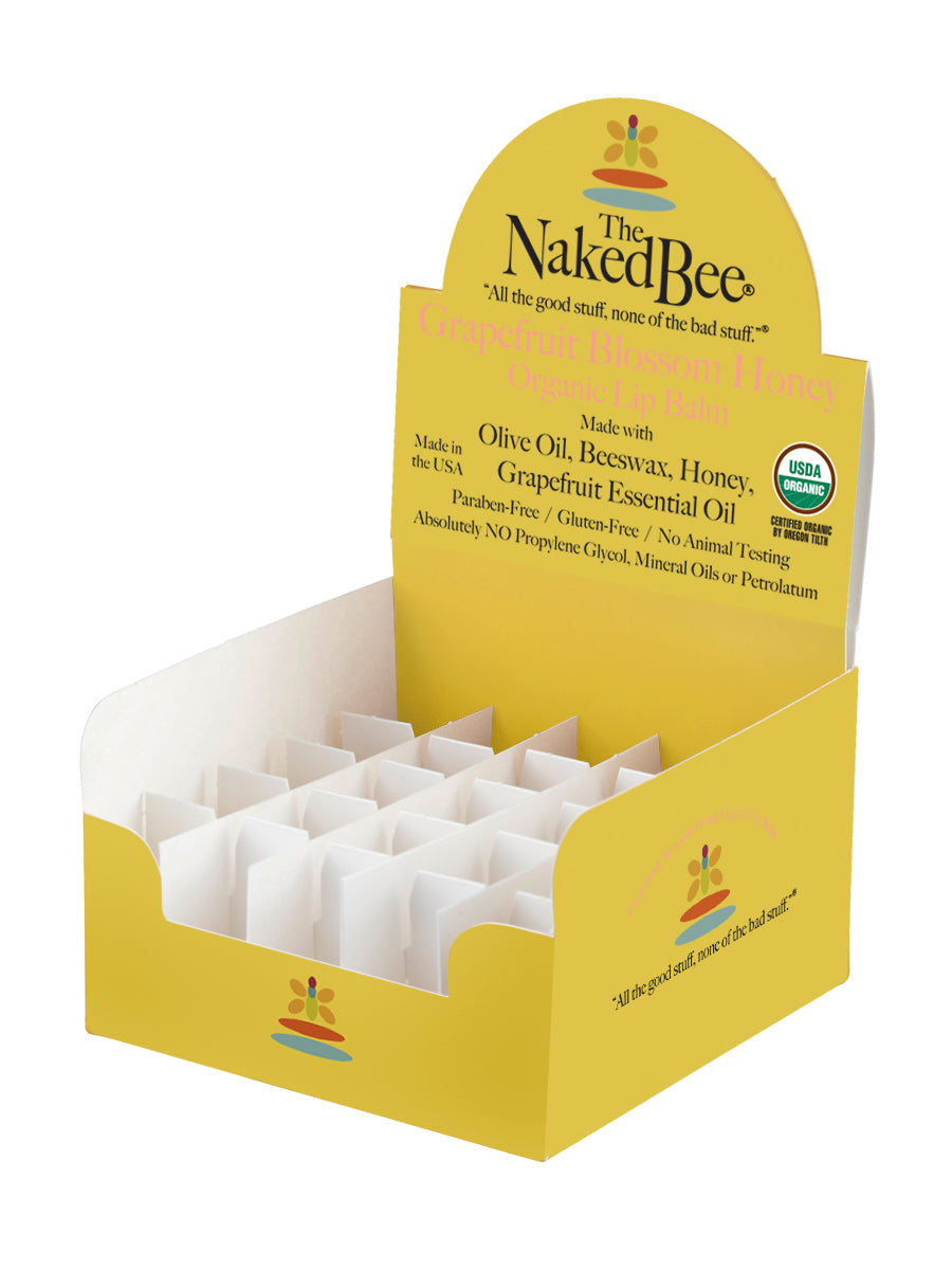 The Naked bee Lip Balm Grapefruit Blossom Honey Display Box (Empty ...