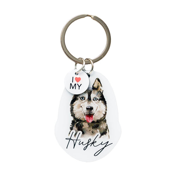 This cute Husky Keychain is the perfect way to celebrate your love for your pet! Whether for yourself of as a gift for the ultimate dog lover. This Keychain is one of 32 dog breeds featured in the Pets Keyring collection.
Dimentions Approx: 5.5 x 4 x 01