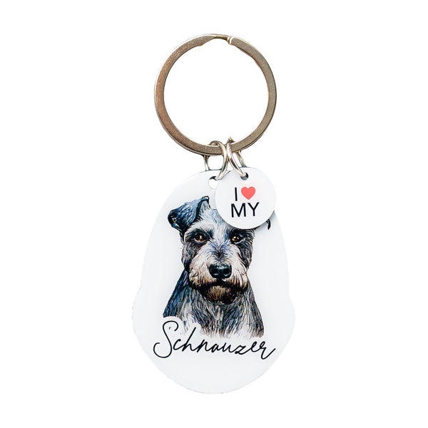 This cute Schnauzer Keychain is the perfect way to celebrate your love for your pet! Whether for yourself of as a gift for the ultimate dog lover. This Keychain is one of 32 dog breeds featured in the Pets Keyring collection.
Dimentions Approx: 5.5 x 4 x 01