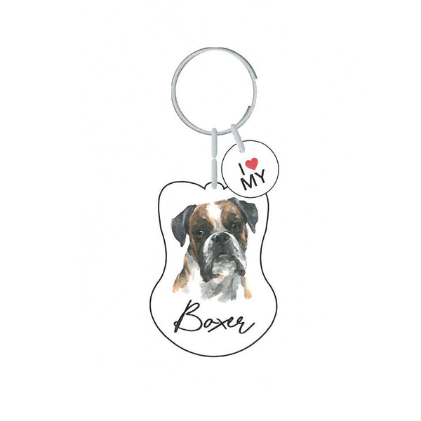 This cute Boxer Keychain is the perfect way to celebrate your love for your pet! Whether for yourself of as a gift for the ultimate dog lover. This Keychain is one of 32 dog breeds featured in the Pets Keyring collection.
Dimentions Approx: 5.5 x 4 x 01