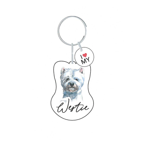 This cute Westie Keychain is the perfect way to celebrate your love for your pet! Whether for yourself of as a gift for the ultimate dog lover. This Keychain is one of 32 dog breeds featured in the Pets Keyring collection.
Dimentions Approx: 5.5 x 4 x 01