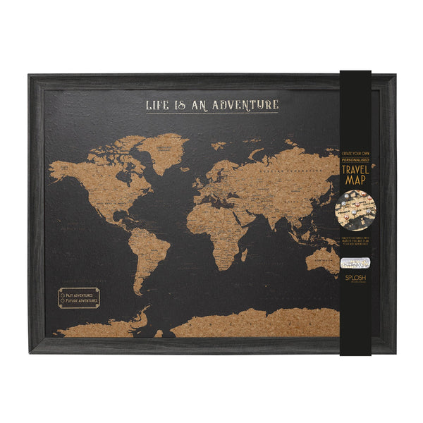Splosh Travel Board - World Map - Large - Black