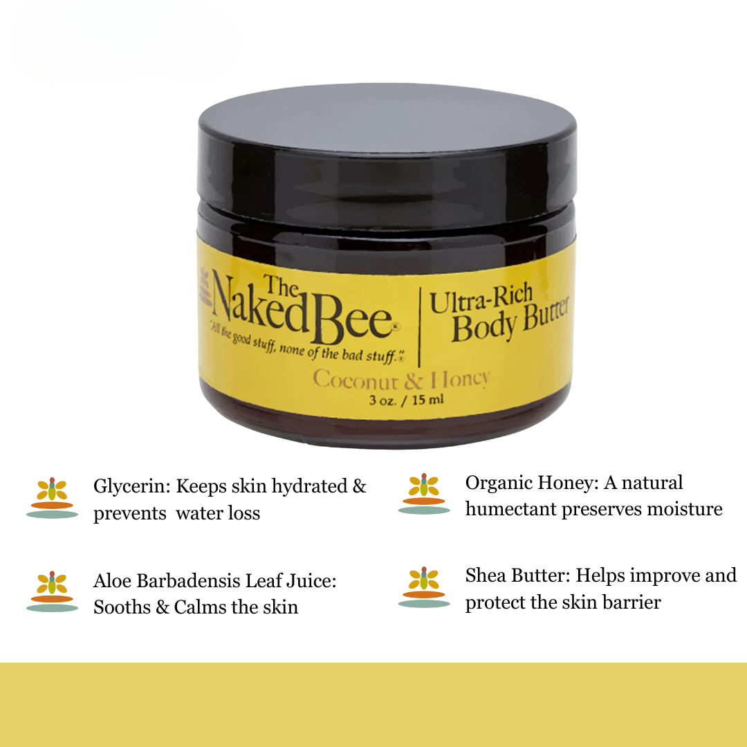 The Naked Bee -  Ultra-Rich Body Butter 3oz - Coconut & Honey