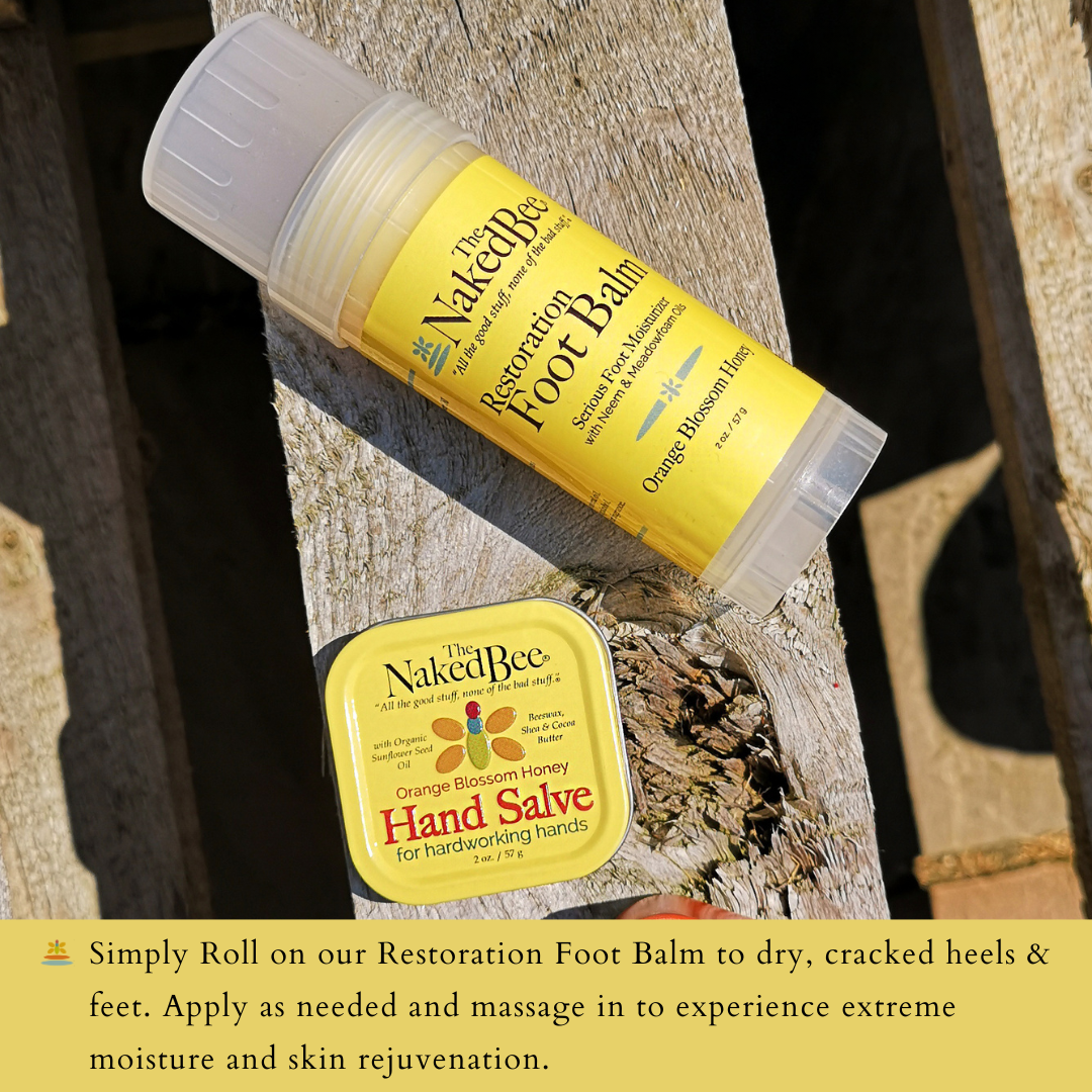 The Naked Bee - Restoration Foot Balm 2oz - Orange Blossom Honey