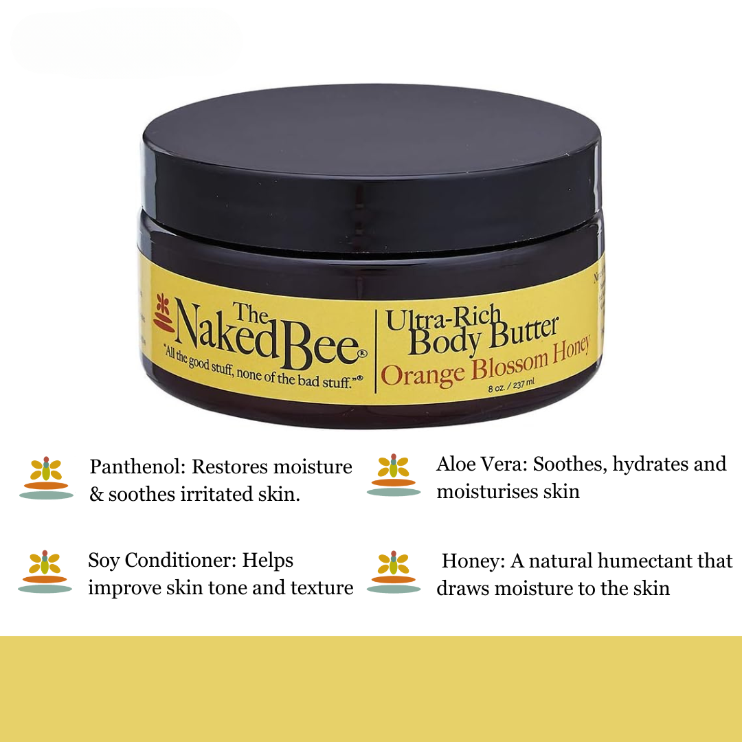 The Naked Bee - Ultra Rich Body Butter 8oz - Orange Blossom Honey