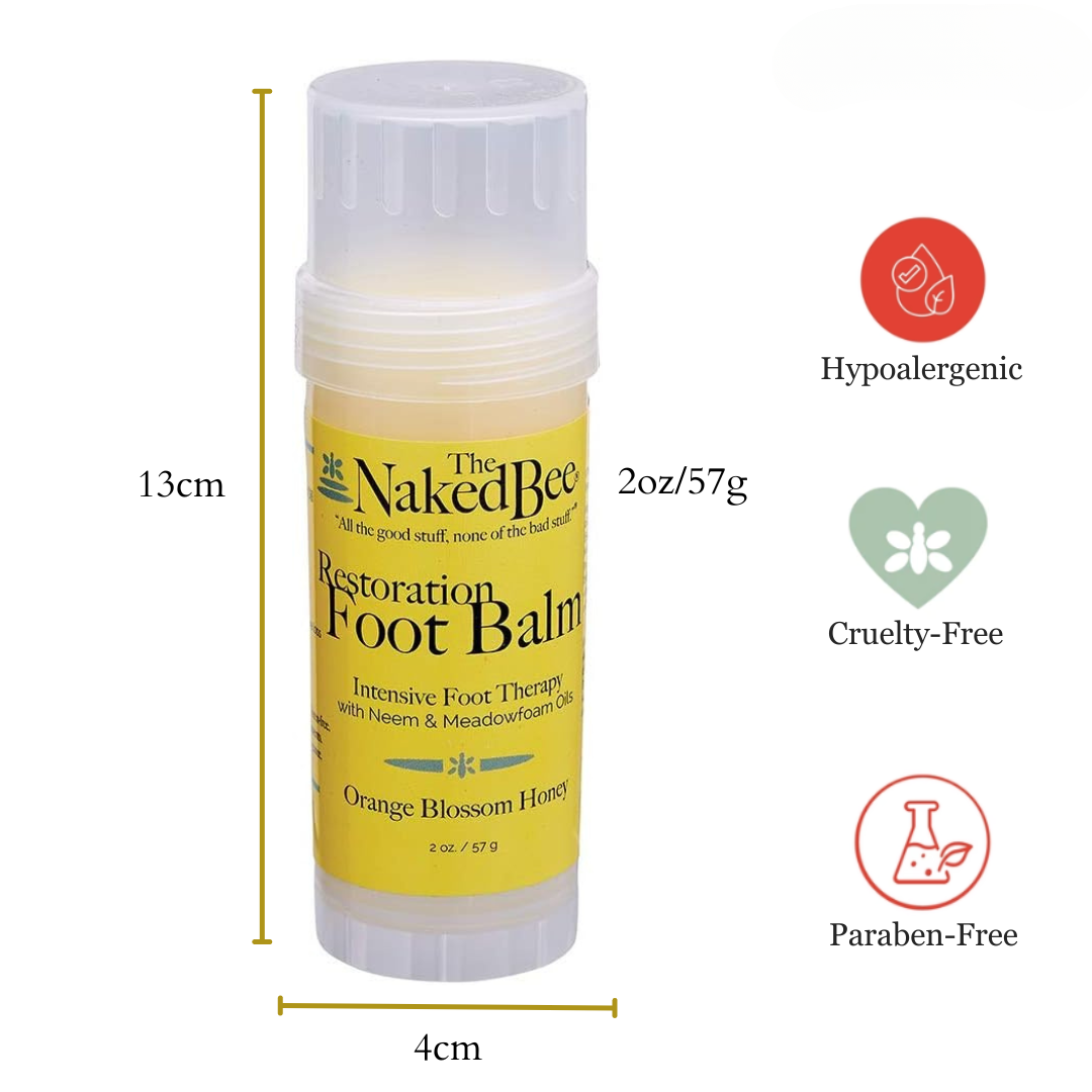 The Naked Bee - Restoration Foot Balm 2oz - Orange Blossom Honey