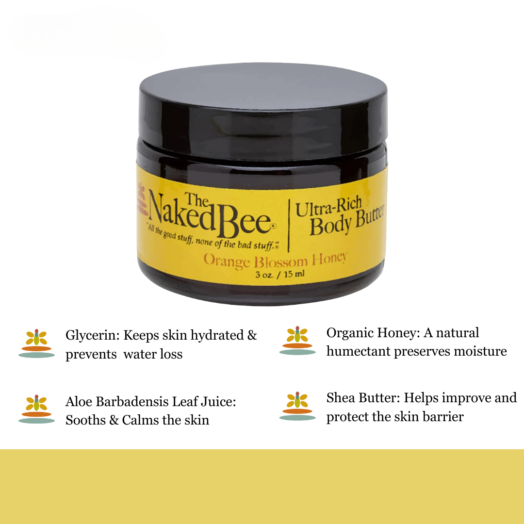 The Naked Bee - Ultra-Rich Body Butter 3oz - Orange Blossom Honey