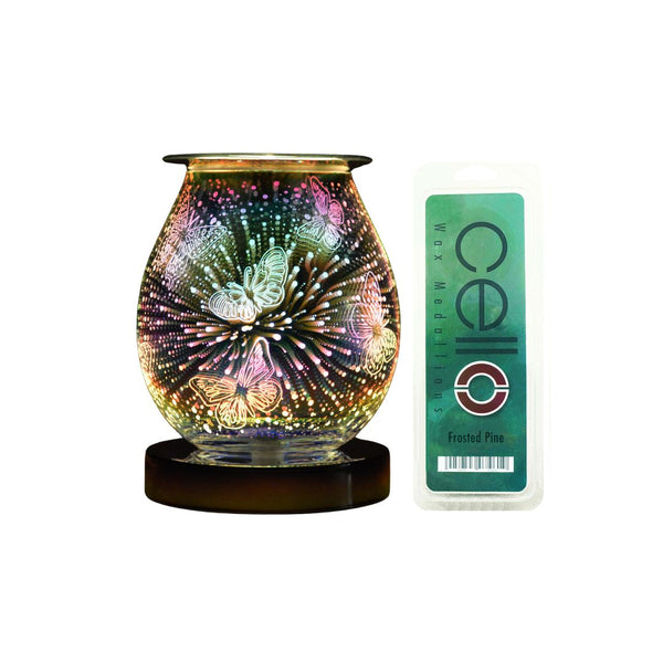 Cello - Butterfly Touch Electric Melt Burner with Frosted Pine Wax Medallion