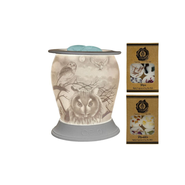 Cello - Owl Porcelain Electric Melt Burner With Naked Melts (Mix & Muddle)