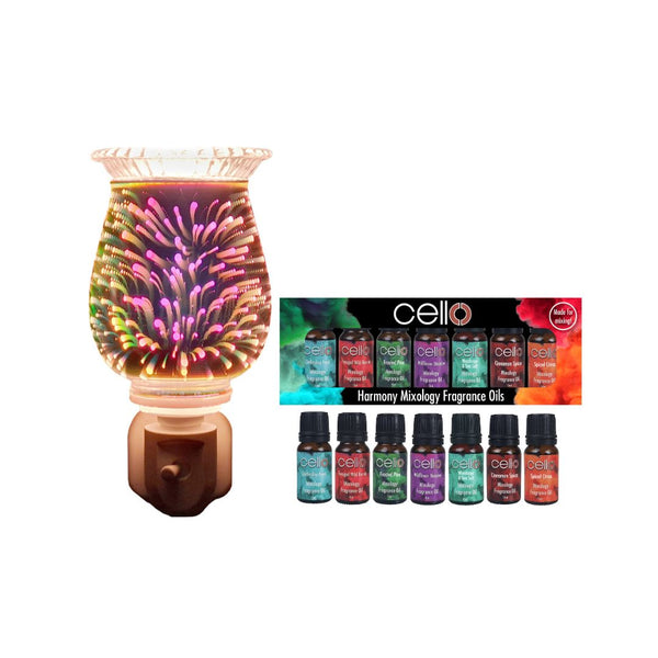 Cello - Infinity 3D Glass Plug In with Harmony Mixology Oil Set 7PK