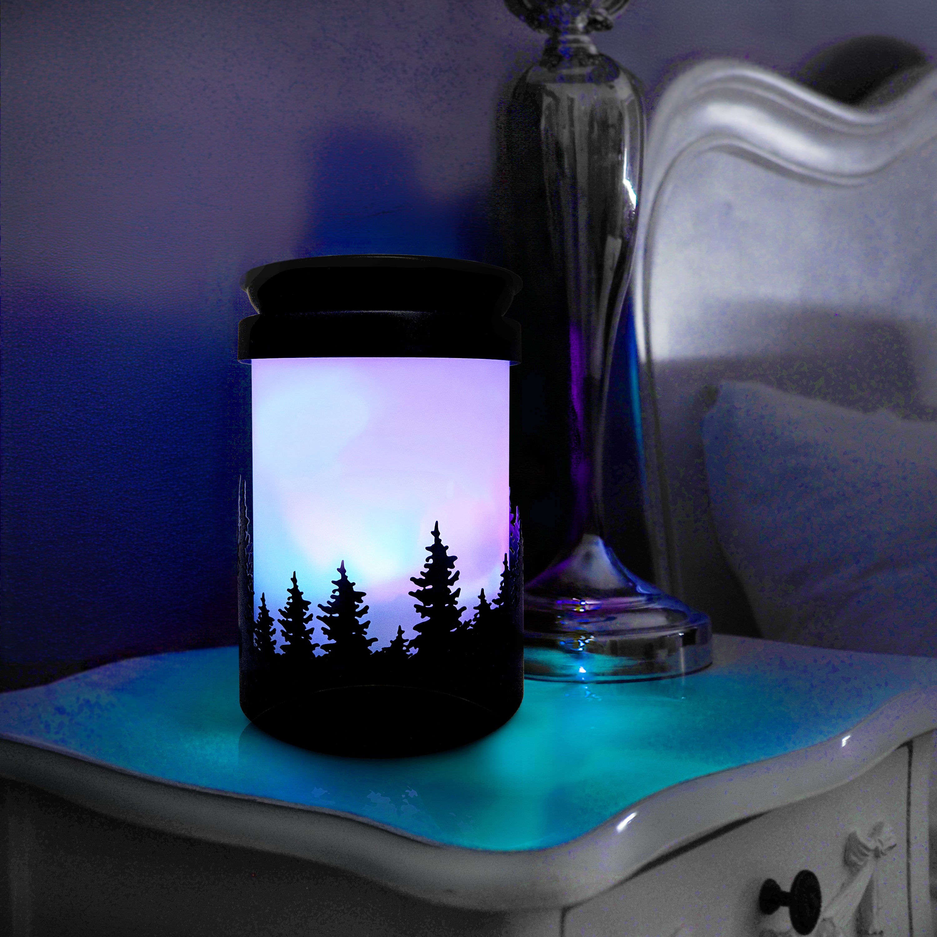 Cello - Aurora Northern Lights Electric Melt Burner with Frosted Pine Wax Medallion