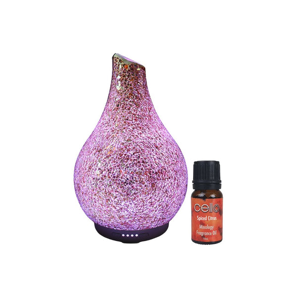 Cello - Gold Mosaic Glass Ultrasonic Diffuser Large with Spiced Citrus Mixology Oil