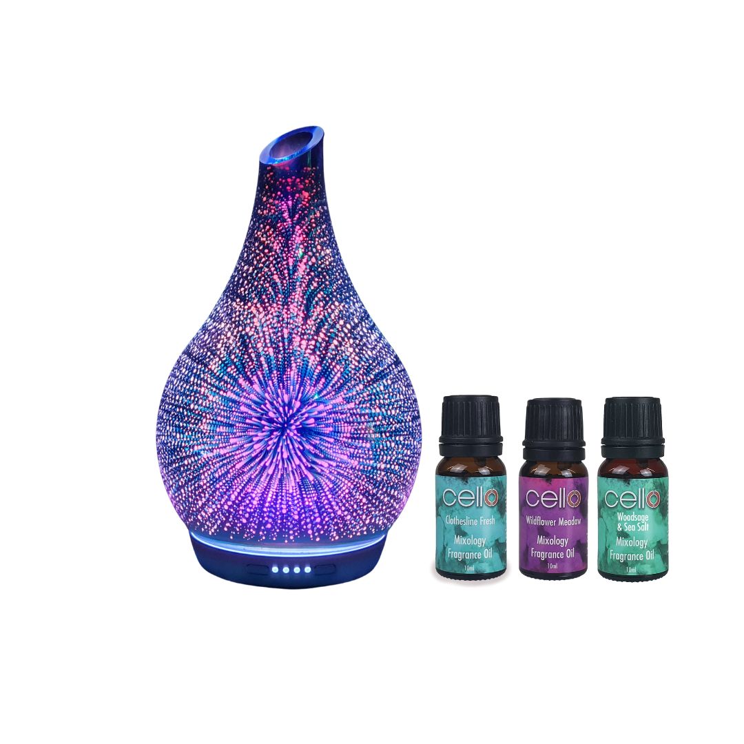 Cello - Infinity 3D Ultrasonic Diffuser Large with 3 x Mixology Oils ...