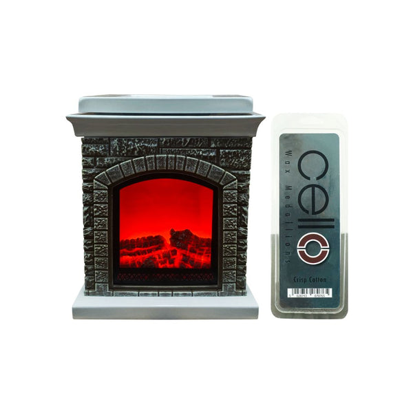 Cello - Fireplace Electric Melt Burner with Crisp Cotton Wax Medallion