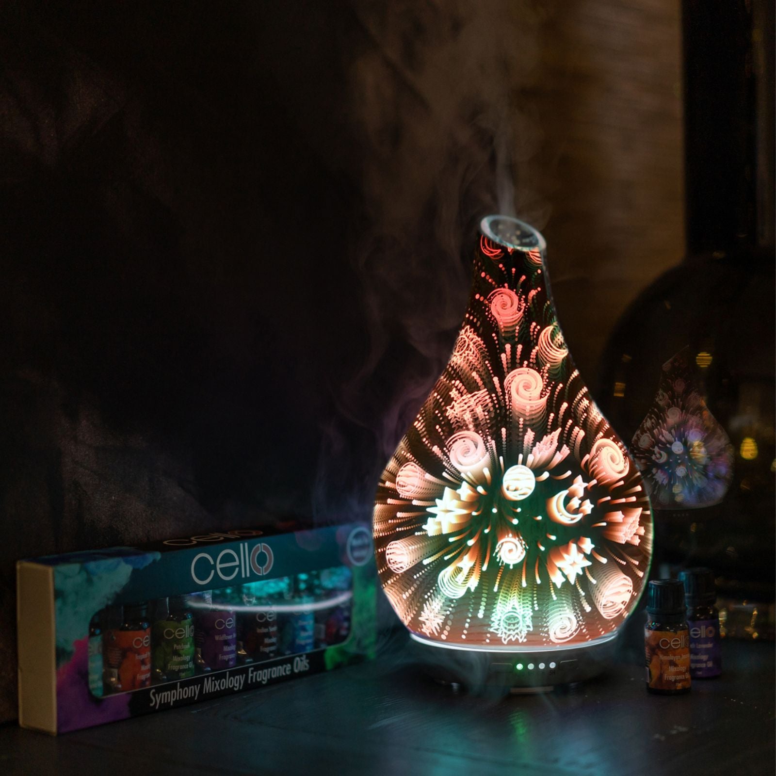 Cello - Cosmic 3D Ultrasonic Diffuser W/White Light 3 x Mixology Oils ...
