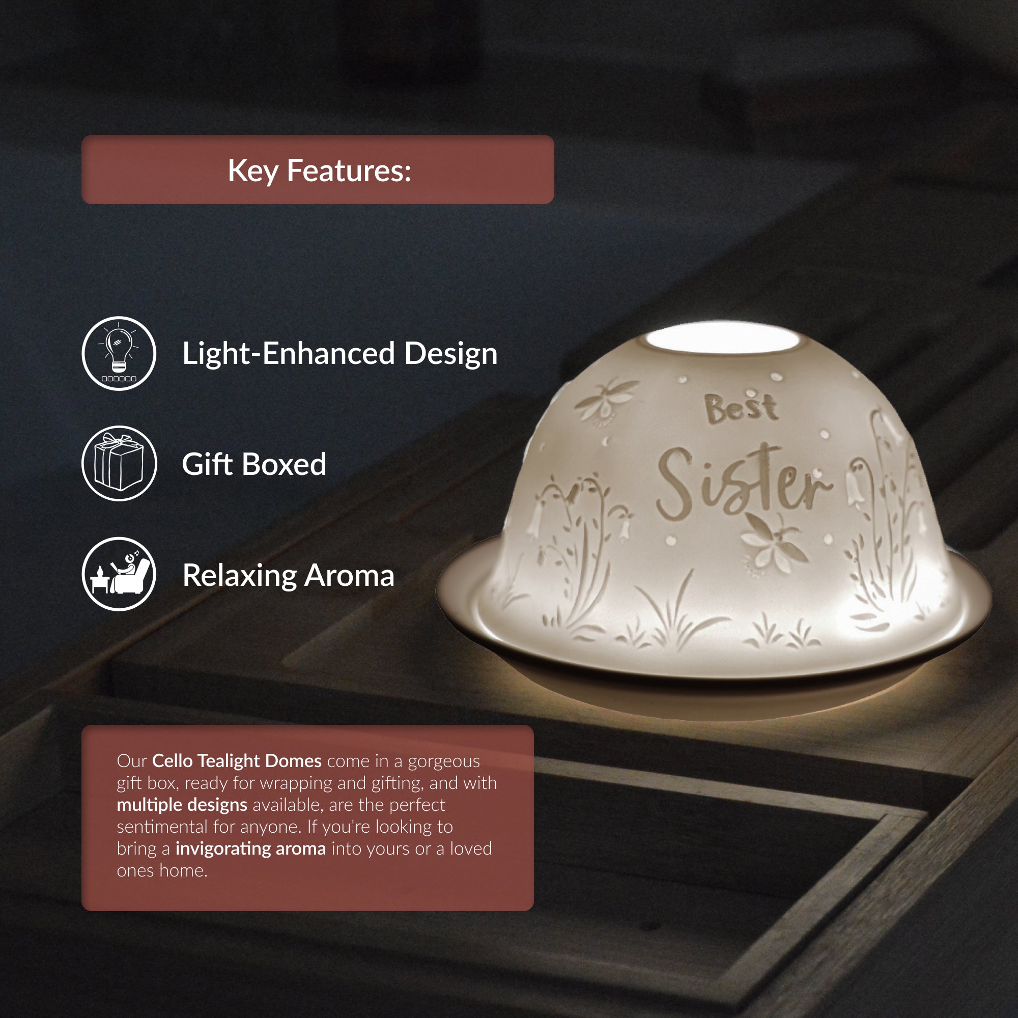 Cello - Tealight Dome - Best Sister