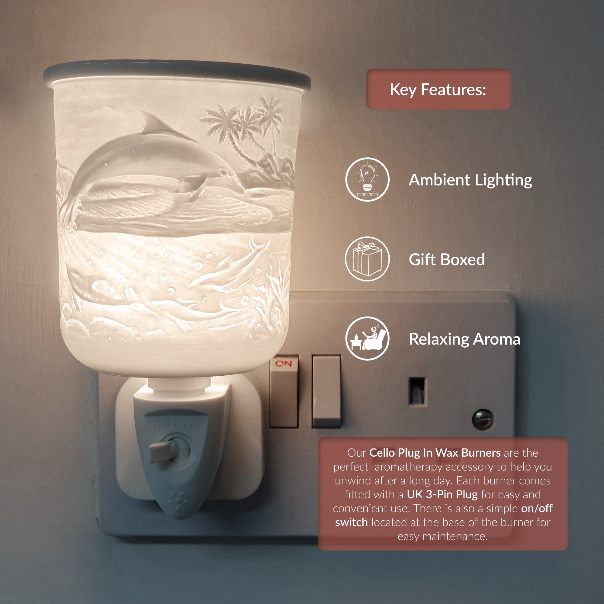 Cello - Porcelain Plug In Electric Warmer - Dolphin