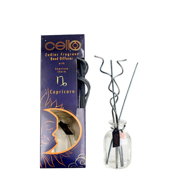 Cello - Zodiac Reed Diffuser 100ml - Capricorn with Rose Quartz Gem - Ethereal Skies