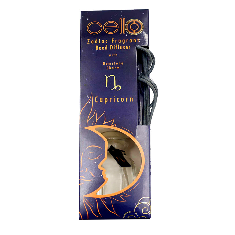 Cello - Zodiac Reed Diffuser 100ml - Capricorn with Rose Quartz Gem - Ethereal Skies