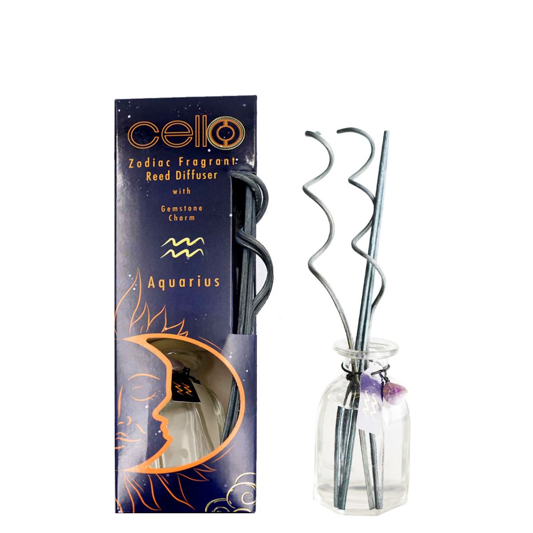 Cello - Zodiac Reed Diffuser 100ml - Aquarius with Amethyst Gem - Arcane Oceans