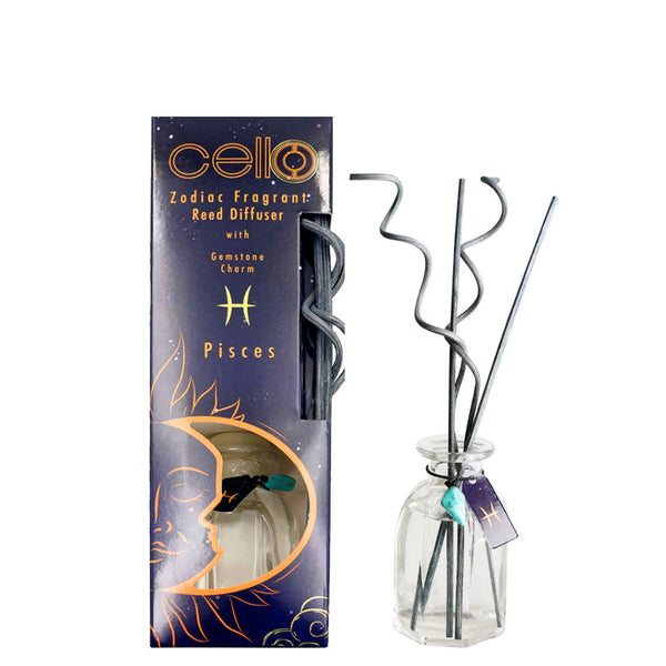 Cello - Zodiac Reed Diffuser 100ml - Pisces with Aquamarine Gem - Arcane Oceans