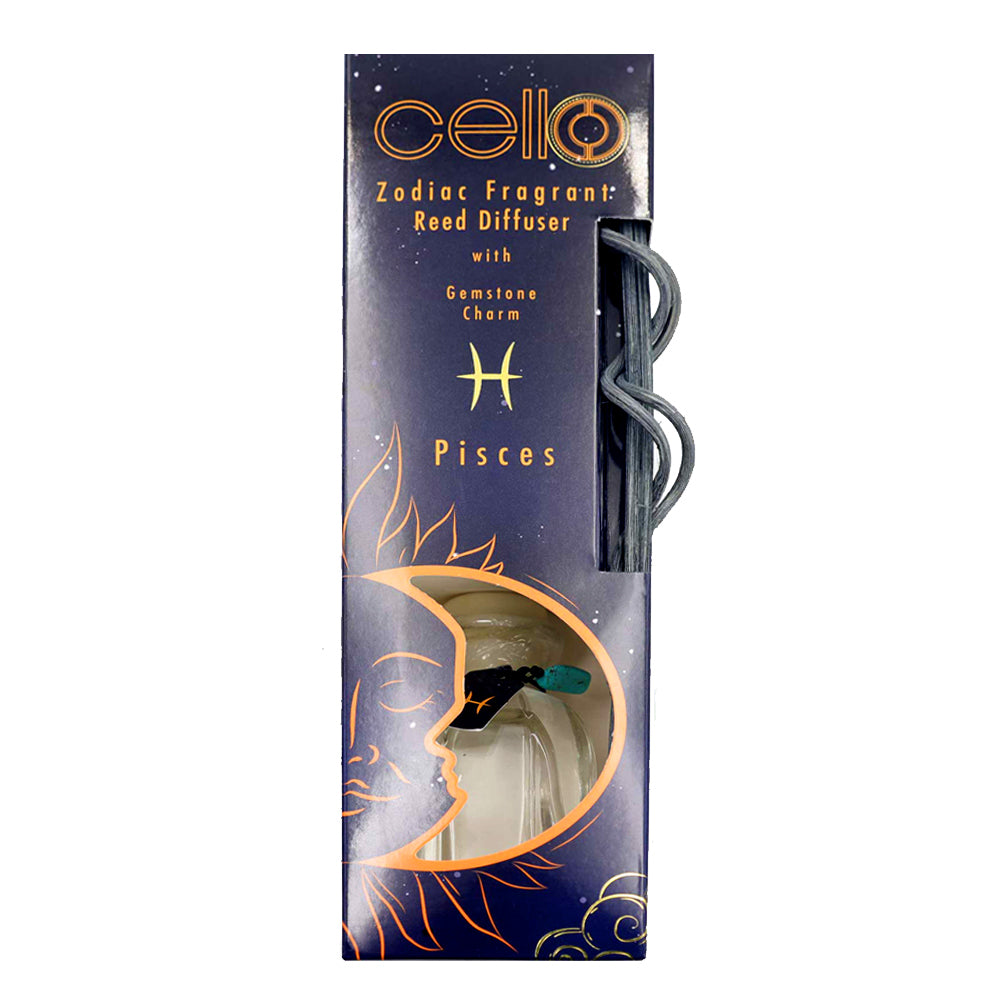 Cello - Zodiac Reed Diffuser 100ml - Pisces with Aquamarine Gem - Arcane Oceans