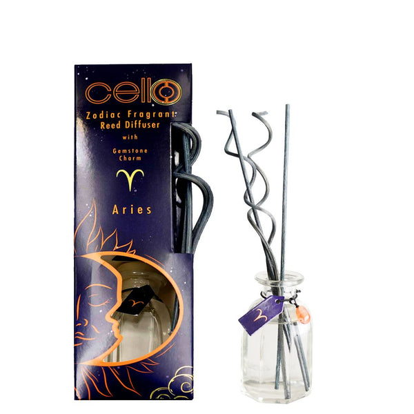 Cello - Zodiac Reed Diffuser 100ml - Aries with Red Jasper Gem - Ephemeral Breeze