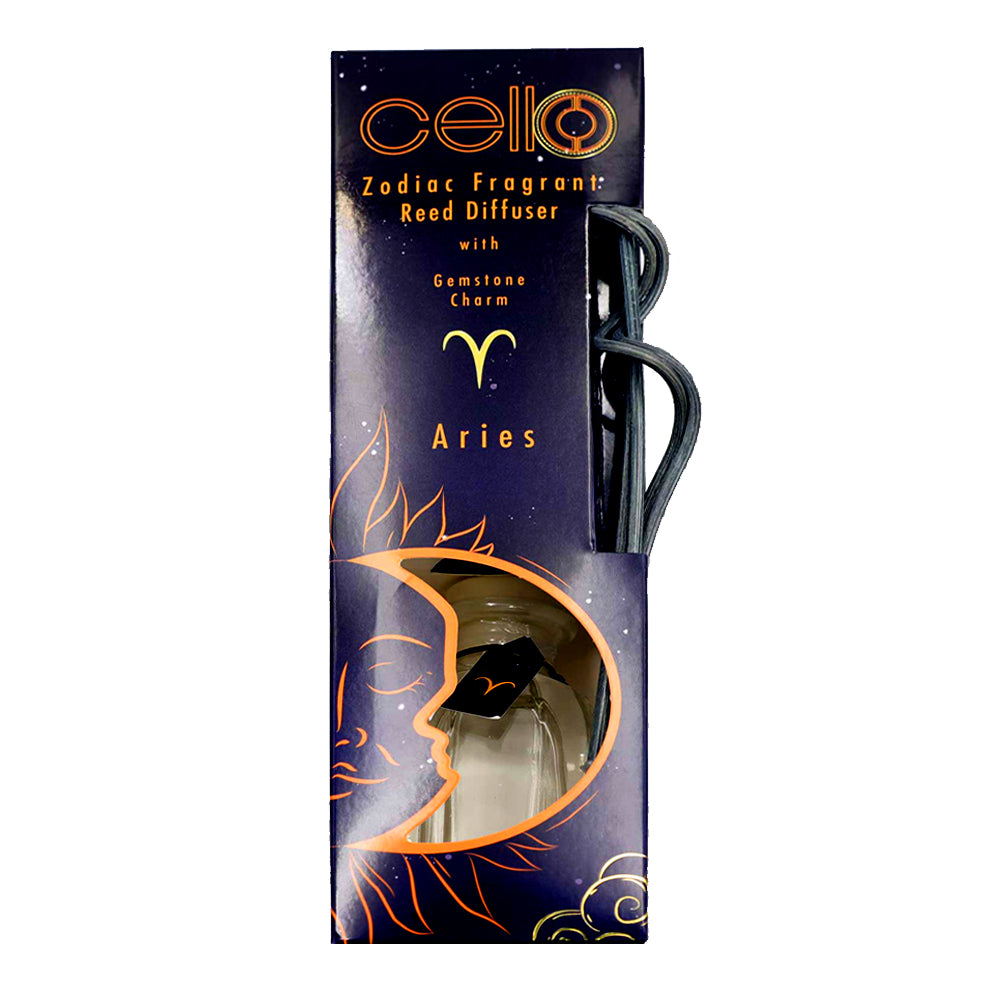 Cello - Zodiac Reed Diffuser 100ml - Aries with Red Jasper Gem - Ephemeral Breeze