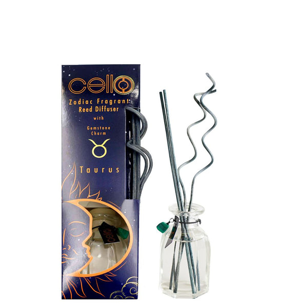 Cello - Zodiac Reed Diffuser 100ml - Taurus with Malachite Gem - Radiant Flora