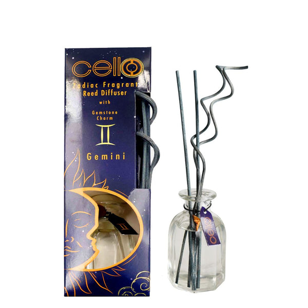 Cello - Zodiac Reed Diffuser 100ml - Gemini with Tigers Eye Gem - Enigmatic Lands