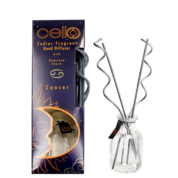 Cello - Zodiac Reed Diffuser 100ml - Cancer with Clear Quartz Gem - Radiant Flora