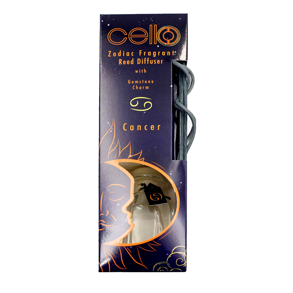 Cello - Zodiac Reed Diffuser 100ml - Cancer with Clear Quartz Gem - Radiant Flora