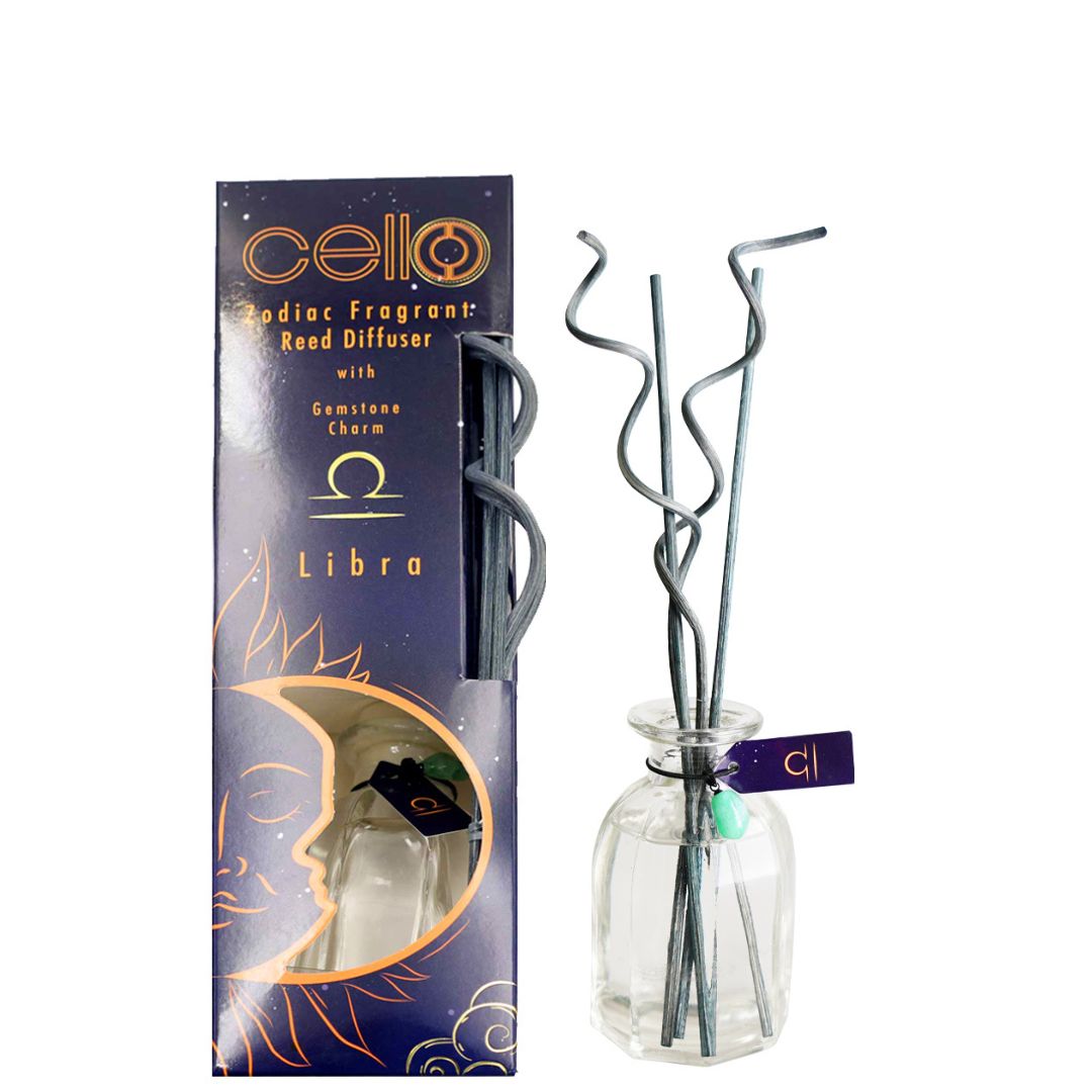 Cello - Zodiac Reed Diffuser 100ml - Libra with Adventurine Gem - Ephemeral Breeze