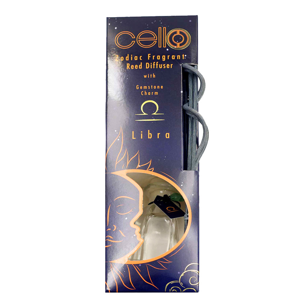 Cello - Zodiac Reed Diffuser 100ml - Libra with Adventurine Gem - Ephemeral Breeze