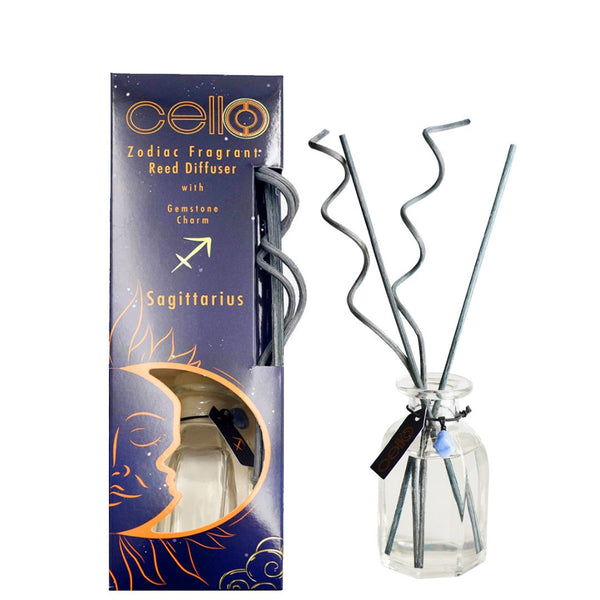 Cello - Zodiac Reed Diffuser 100ml - Sagittarius with Blue Sodalite Gem - Mystical Fruits