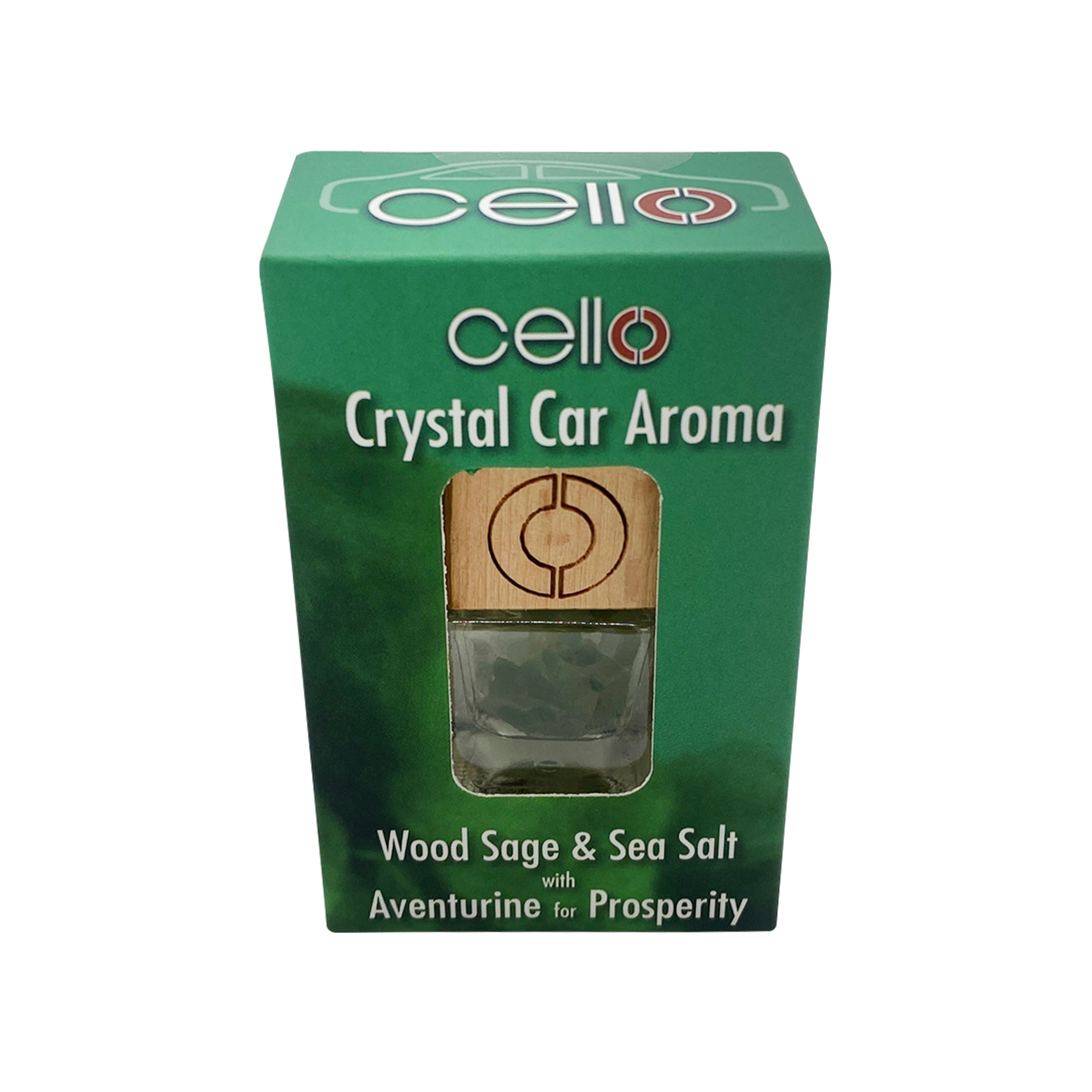 Cello - Crystal Car Aroma - Aventurine - Wood Sage & Sea Salt