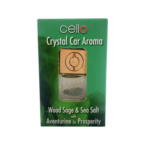 Cello - Crystal Car Aroma - Aventurine - Wood Sage & Sea Salt