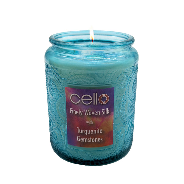 Cello - Gemstone Candle 200g - Finely Woven Silk with Turquenite