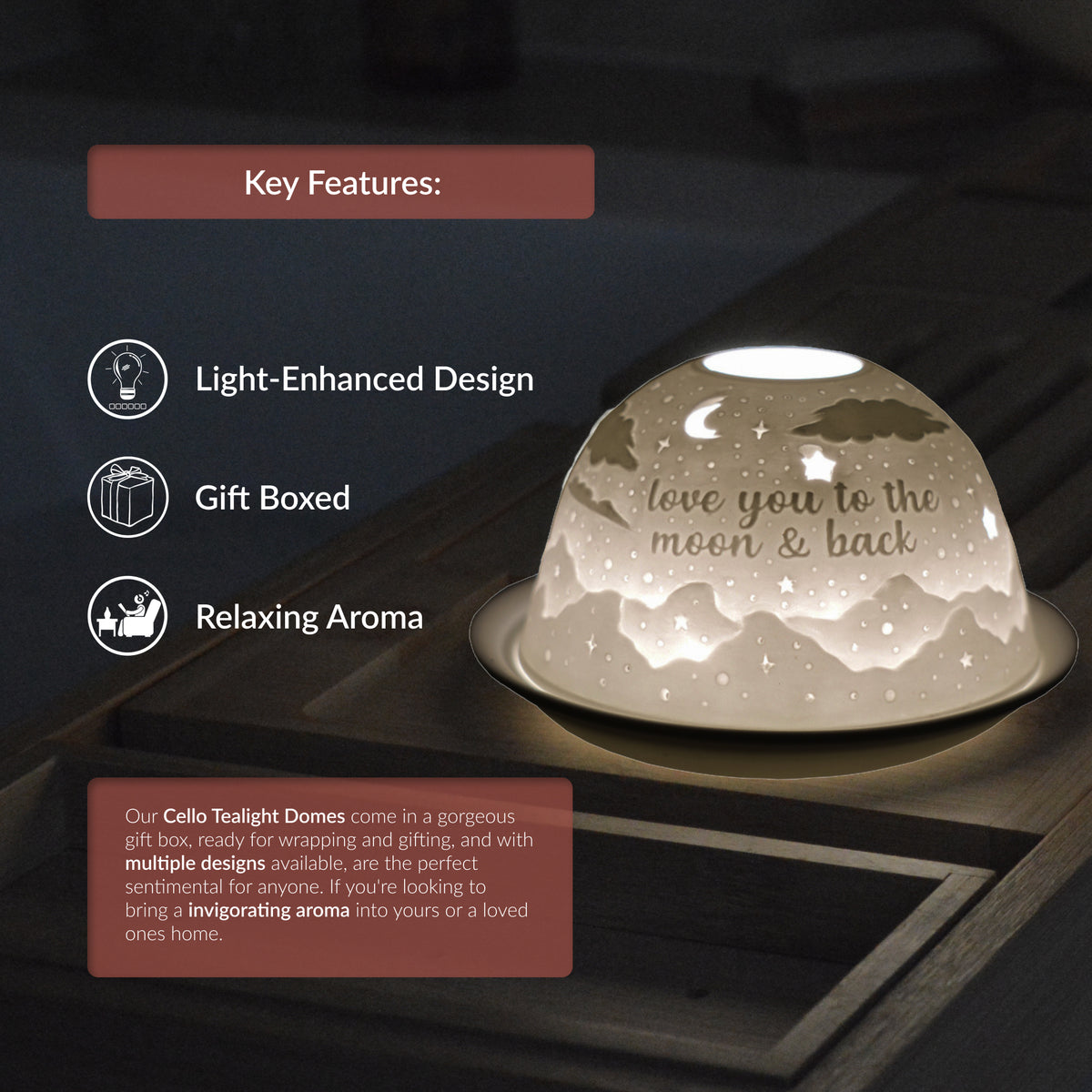 Cello Tealight Dome - To The Moon & Back | Xystos Trade – xystostrade