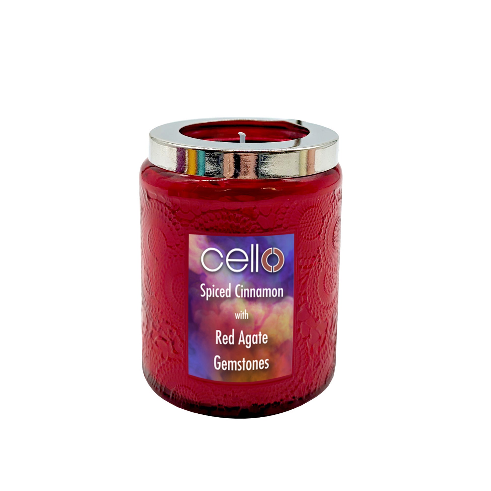 Cello - Gemstone Candle with Convection Spinner - Spiced Cinnamon with Red Agate