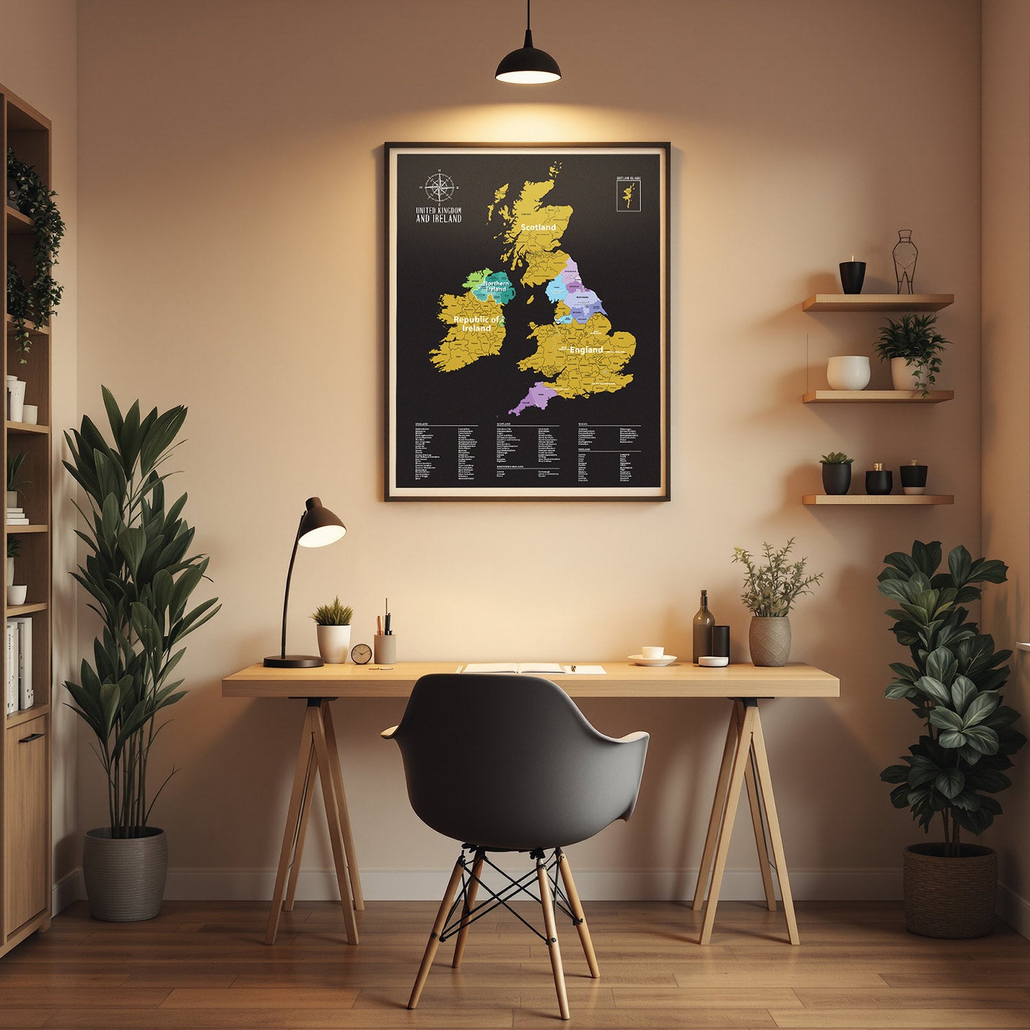 Gleneagles - Scratch Map Poster UK & Ireland Black