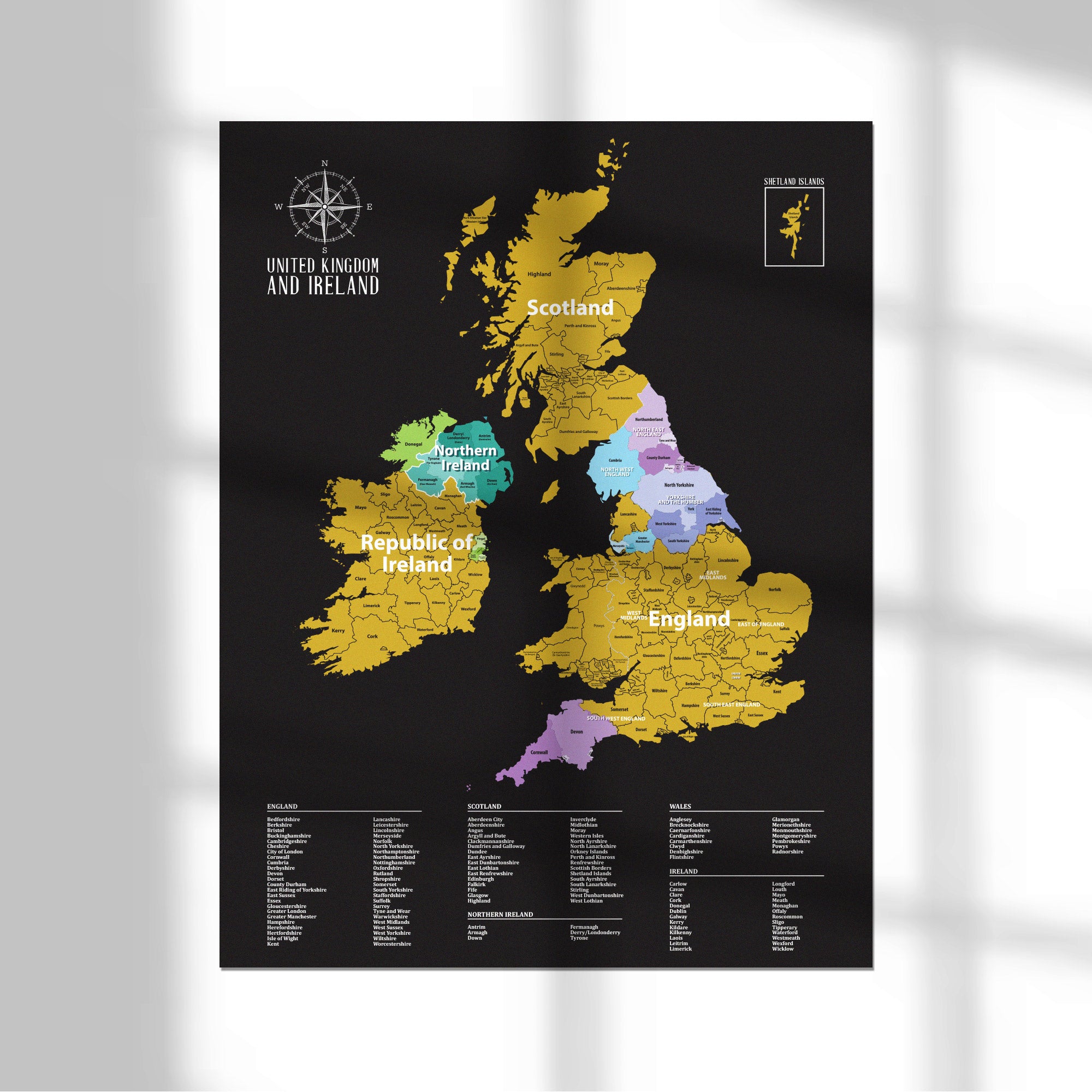 Gleneagles - Scratch Map Poster UK & Ireland Black