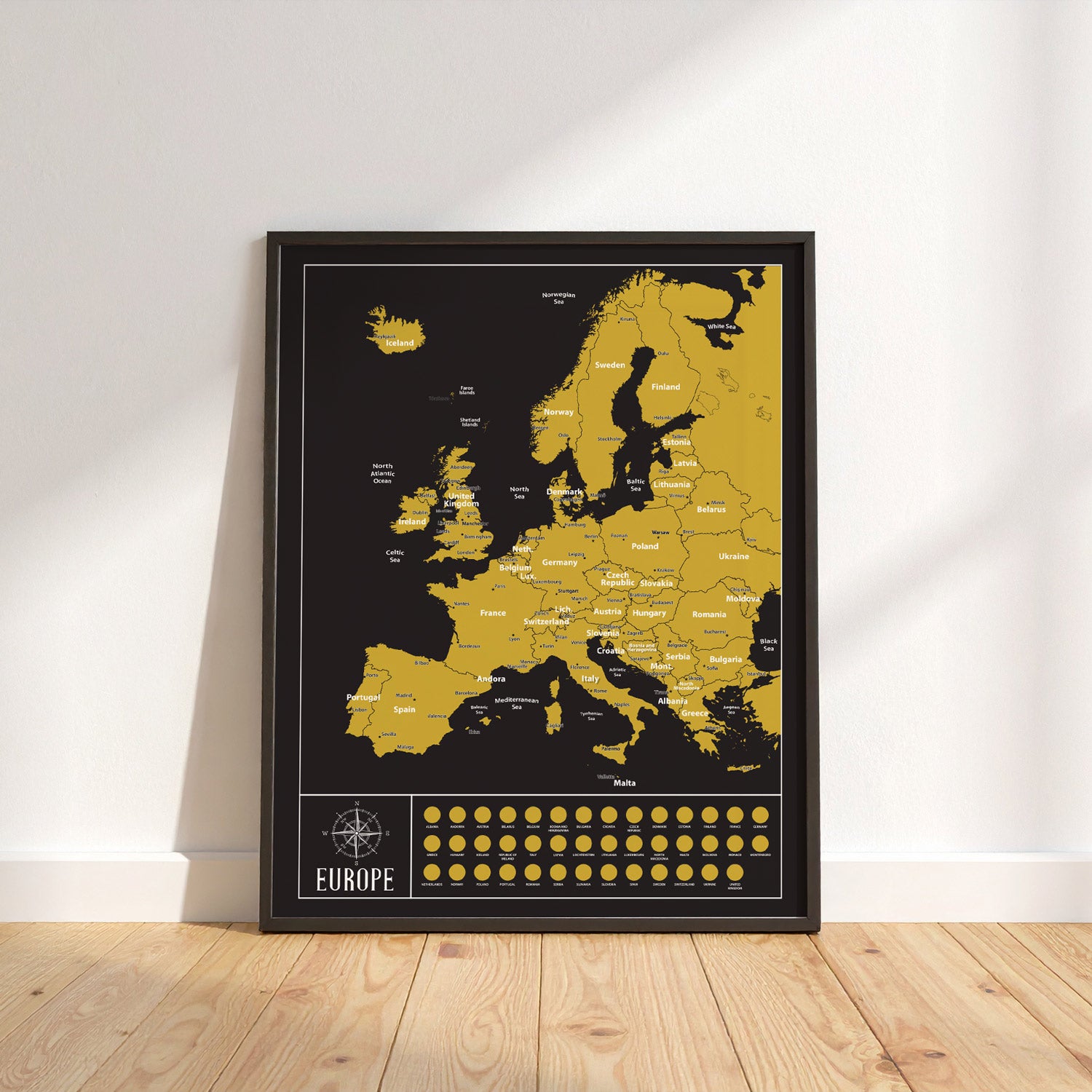 Gleneagles - Scratch Map Poster Europe Black