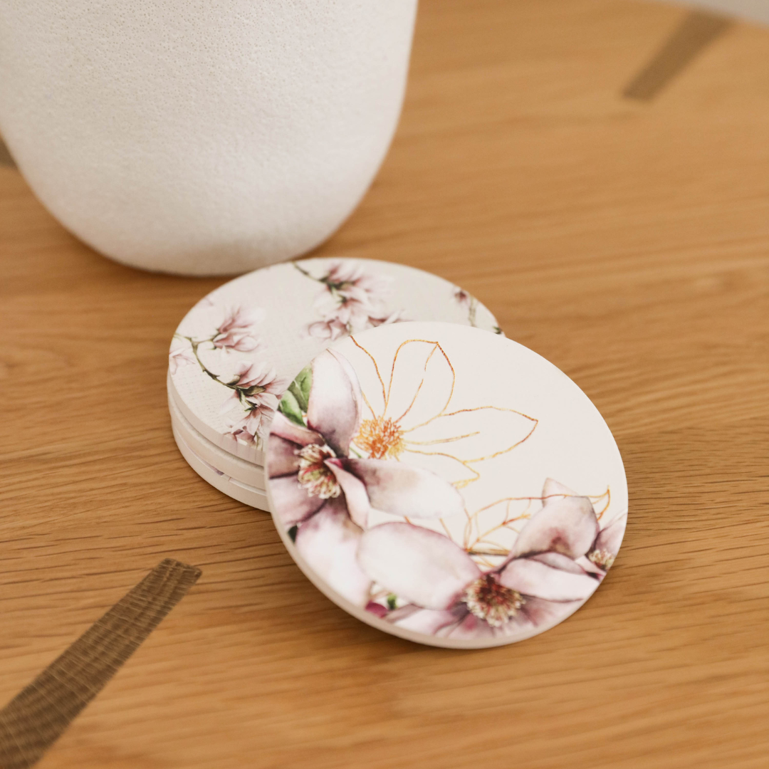 Splosh - Blossom Ceramic Coaster - Petal Gold