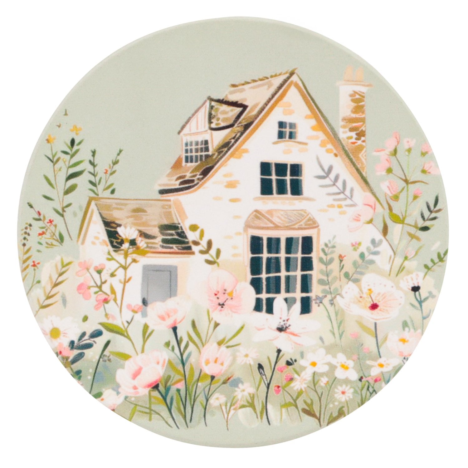 Splosh - Cottage Grove - Ceramic Coaster - Green Cottage – xystostrade