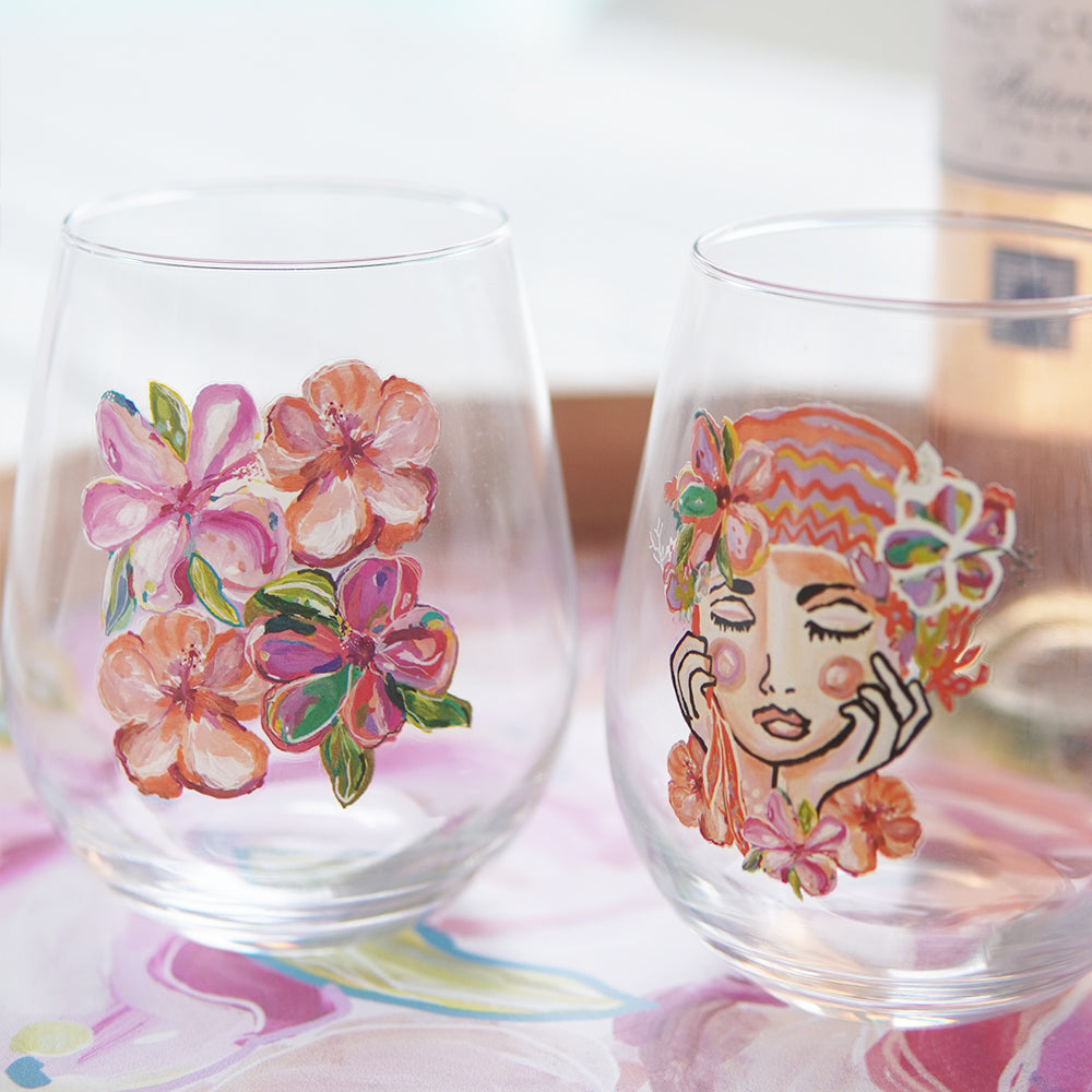 Splosh - Talulah - Flowers Stemless Wine Glass